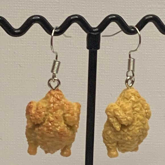 Chicken Earring, Funny Food Earring, Gift Idea, Chicken Jewelry, Fried Chicken - Picture 3 of 4